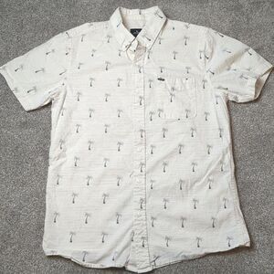 Rip Curl Beach Tropical Palm Tree Short Sleeve Mens Button Up Shirt Size Small‎